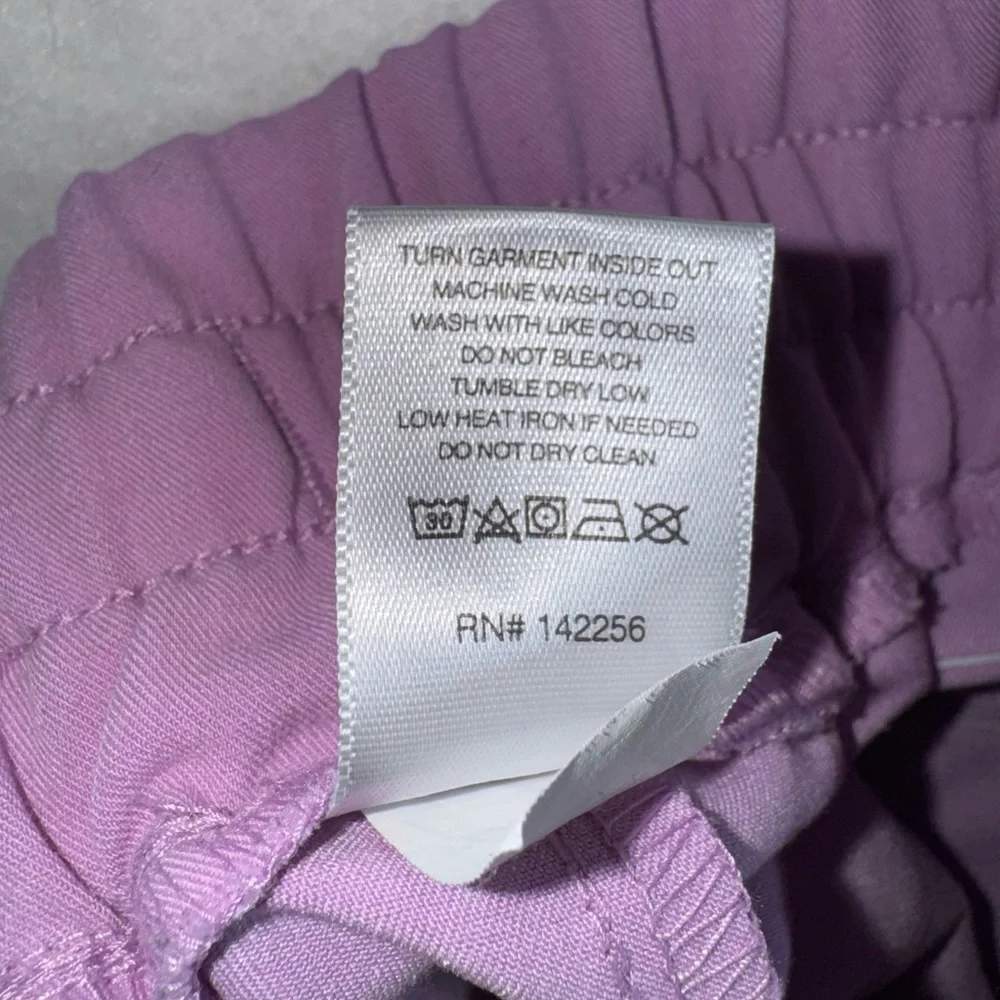 FIGS Women's Straight Leg Scrub Pants in Lavender with Maroon Drawstring